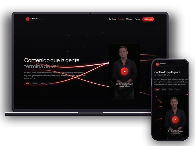 Sitio de Konaboss en computador y en teléfono